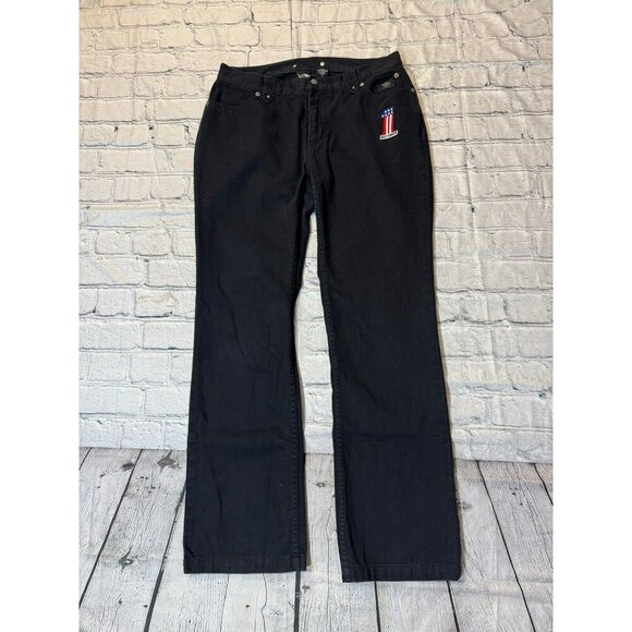 Harley-Davidson Motorcycles Womans Bootcut Denim Black Embroider Riding Jeans 12 - Picture 1 of 12